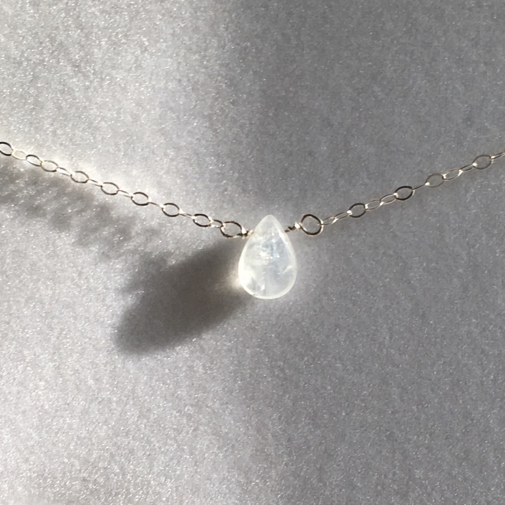 Genuine Moonstone Charm 925 S Silver Necklace - Picture 3 of 7